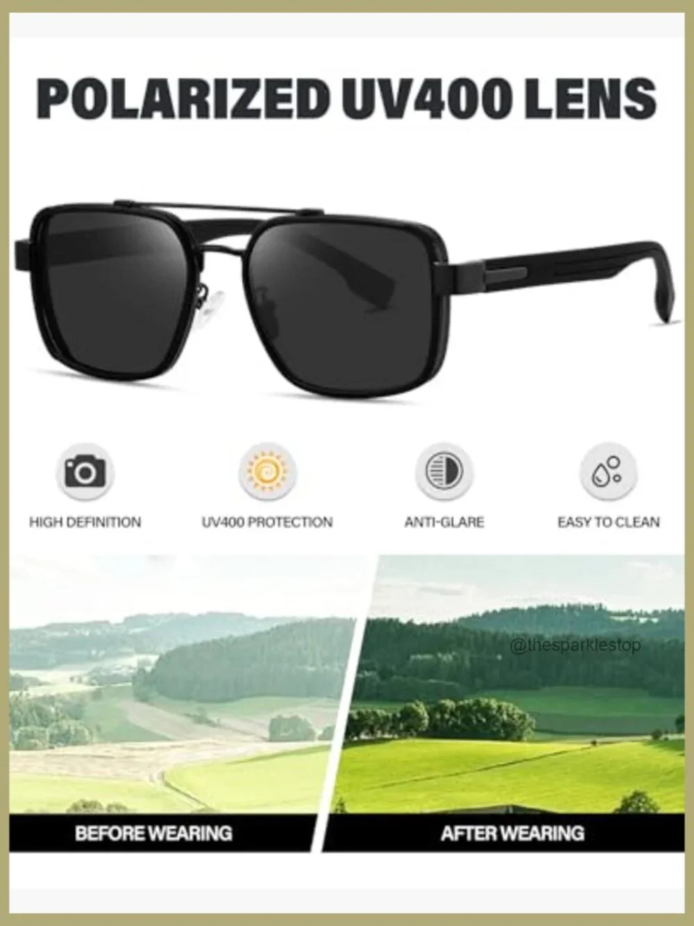 Metal Frame Polarized Sunglasses UV400 Protection Retro Aviator Style